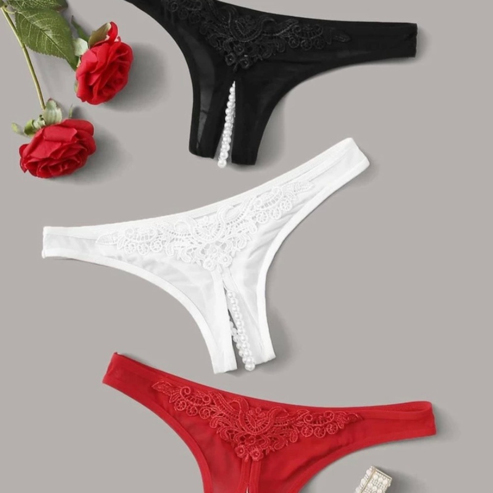 SHEIN crotchless underwear with pearls